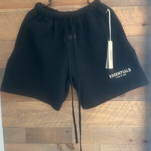 Essentials Black Elastic Waist Shorts